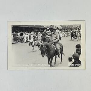 1900s RPPC Frontier Days Prescott Arizona Parade Cowboy Oldest Rodeo Postcard
